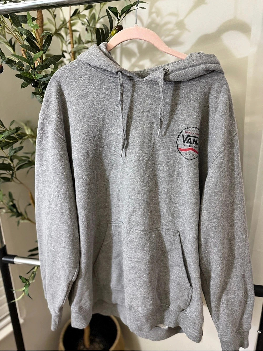 Vans Off The Wall 1966 Checkerboard Graphic Pullover Hoodie Gray XL